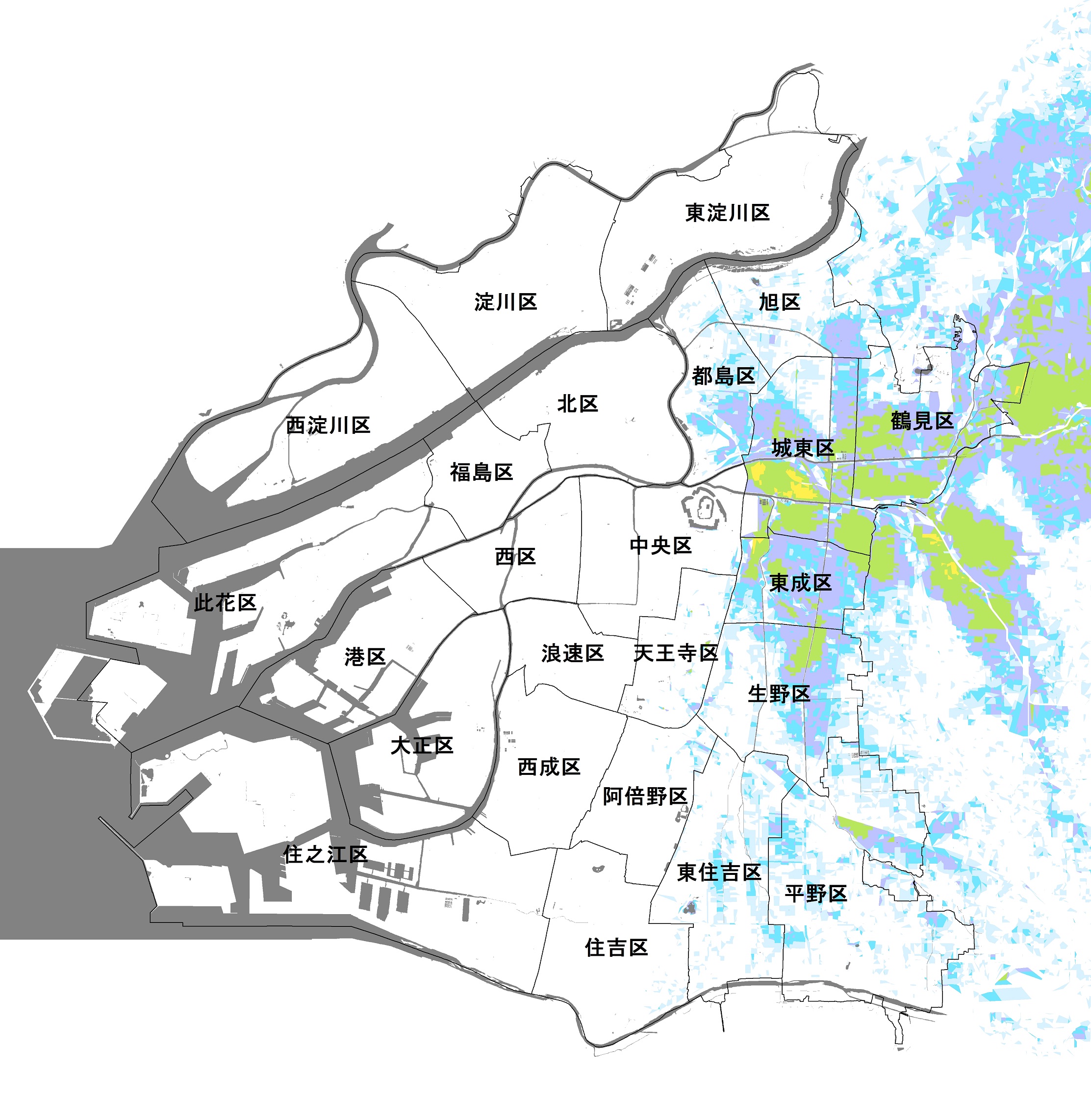 大阪市（寝屋川・第二寝屋川・平野川の氾濫）のハザードマップ